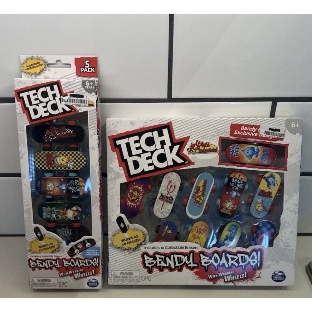 NEW!! Tech Deck  Bendy Boards Collectible Erasers Bundle Back To school